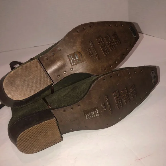 We The Free People Green Suede Wesley Western Cowboys Boots Shoes sz 6.5/36.5